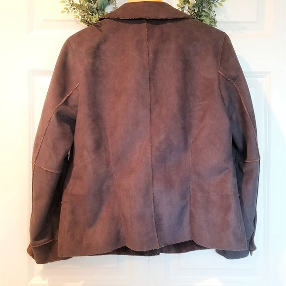 EUC Brown Faux Suede Barn Jacket Style #335 Size Large - Picture 3 of 5